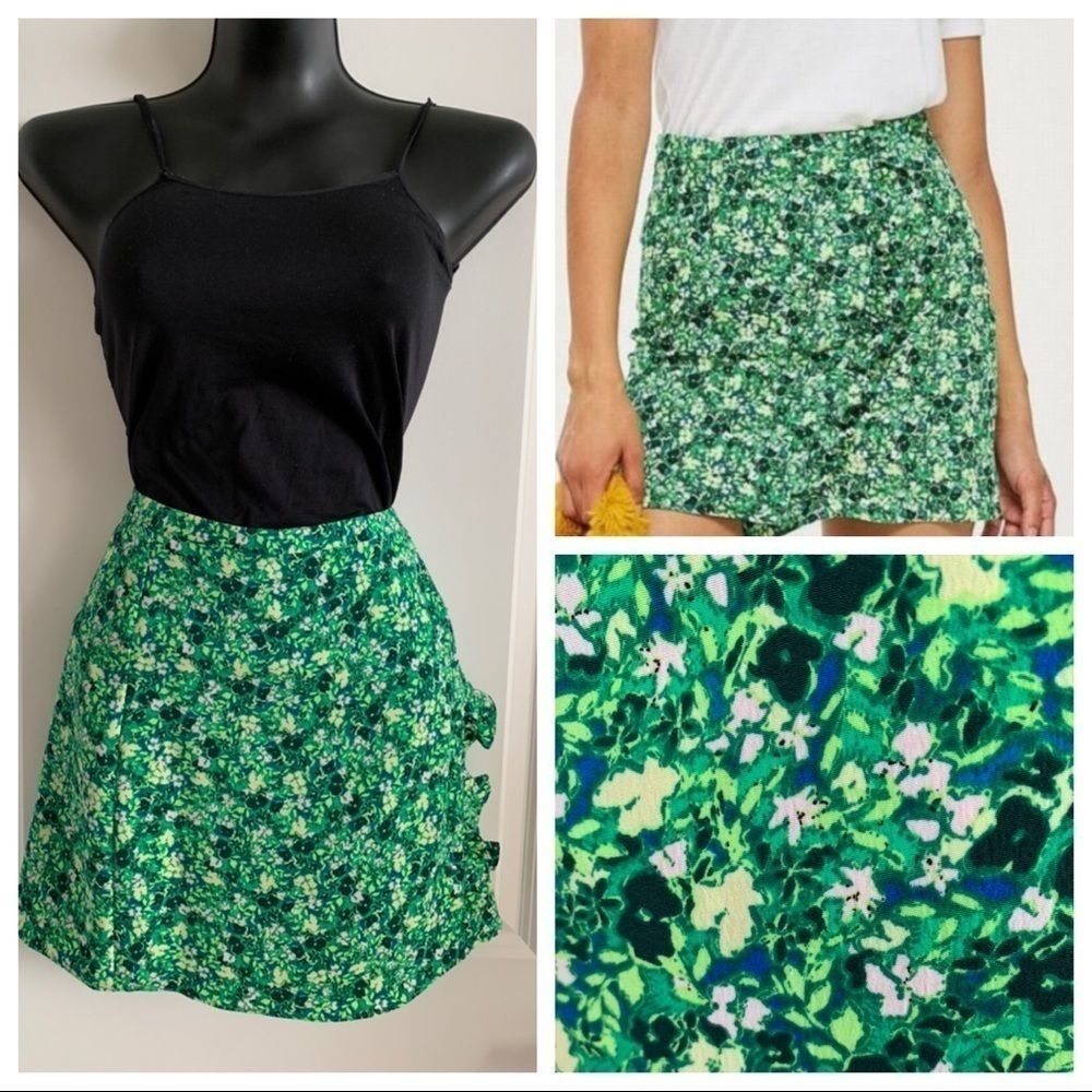 🟣 Topshop Floral Mini Ruffle Skirt